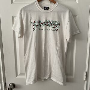 Thrasher Magazine Shirt Mens Medium M White Roses Vines Crew Neck Skater